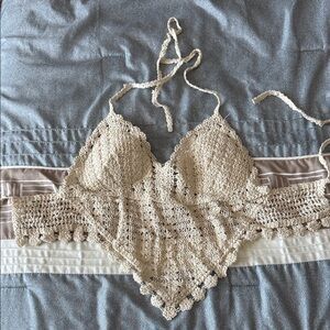Crochet Lace Bralette in Cream